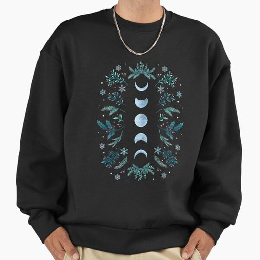 Moonlit Garden-Teal Snow Sweatshirt