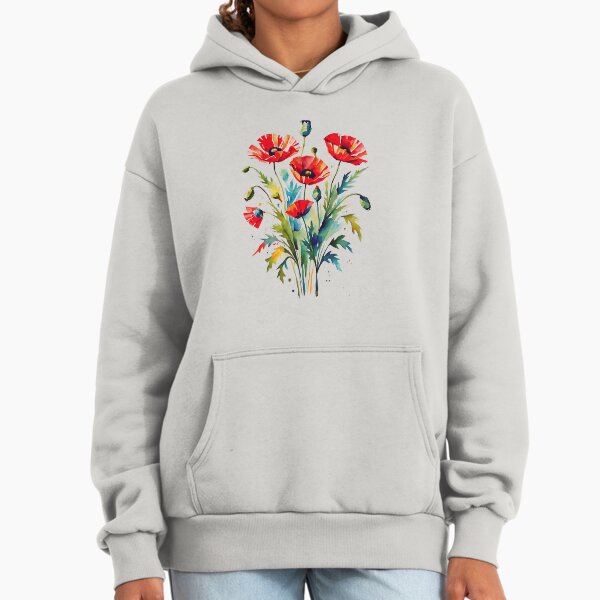 Red Poppy Bouquet Hoodie