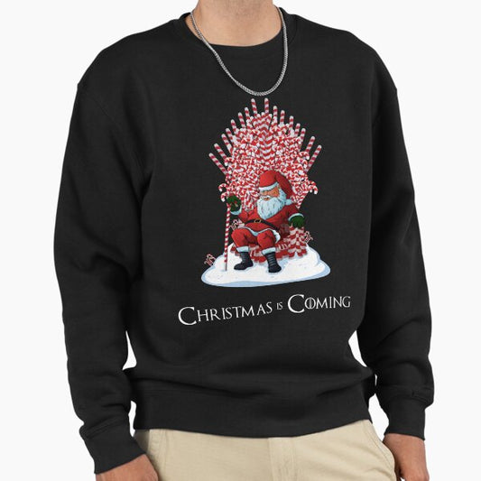 Christmas Is Coming Santa Candy Cane Throne T-Shirt Sweatshirt