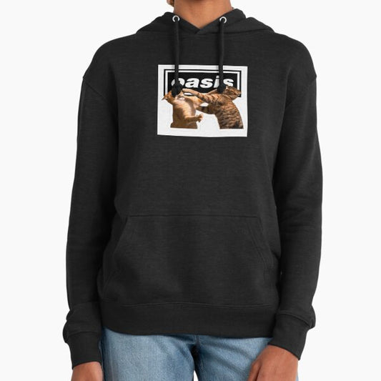 Oasis Cat Fight Meme Sticker Hoodie