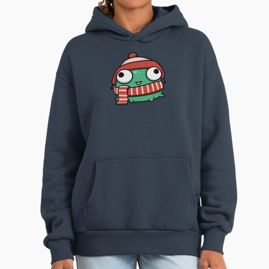 Silly Green Frog in Winter Attire Hoodie