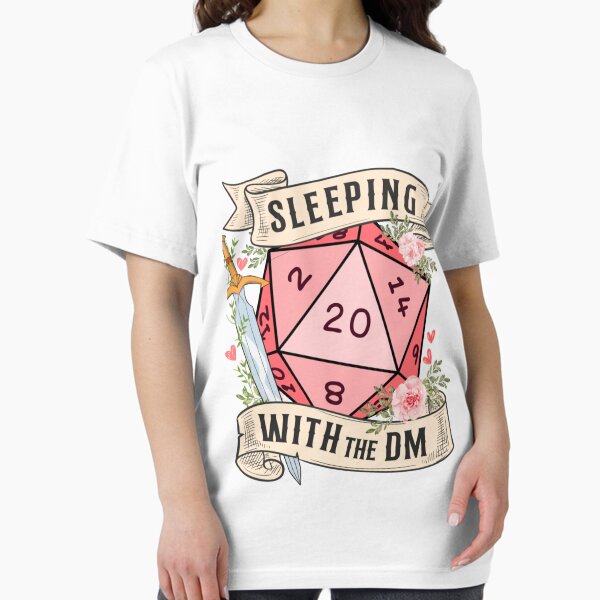 Sleeping With The Dungeon Master Cute D20 Dnd Dice With Flowers And Sword T-Shirt