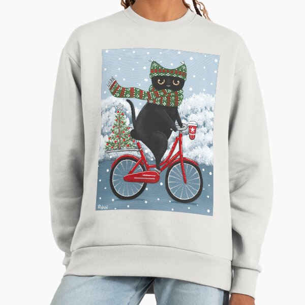 Black Cat Christmas Bicycle Ride Sweatshirt