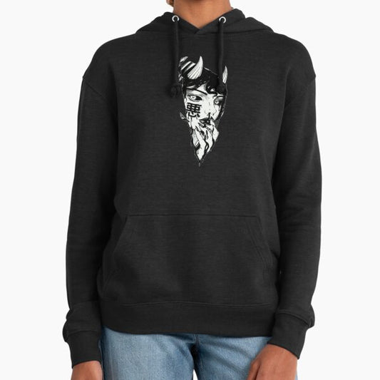 Evil Girl Japanese Cyberpunk Black and White Hoodie
