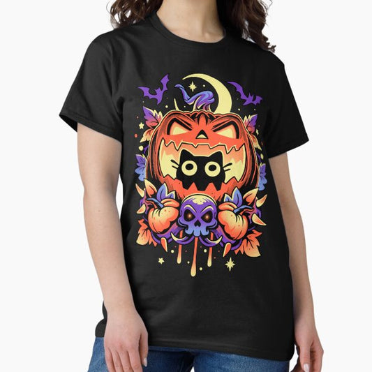 Halloween Cat Hideout - Spooky Pumpkin T-Shirt