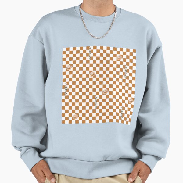 Retro Floral Checkerboard Pattern | White & Orange Sweatshirt