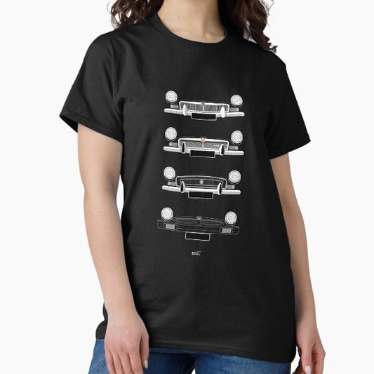 MG B classic car headlights and grills T-Shirt
