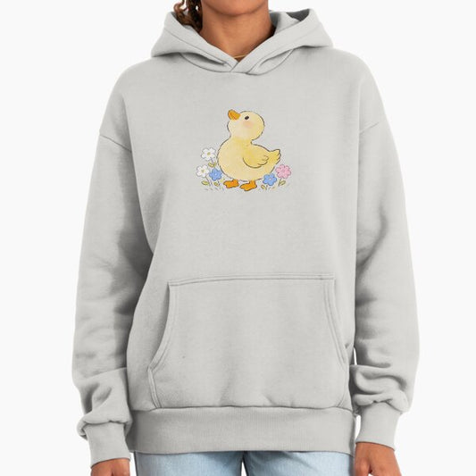 Cute yello duck with flowers Hoodie