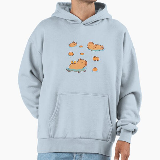 Capybara pattern swimming with oranges Hoodie