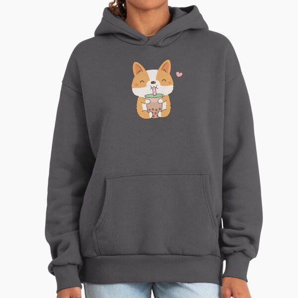 Cute Corgi Loves Bubble Tea Hoodie