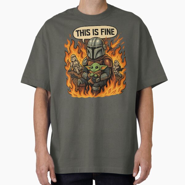 “This is Fine” – The Mandalorian & Grogu Star Wars Meme Mashup T-Shirt
