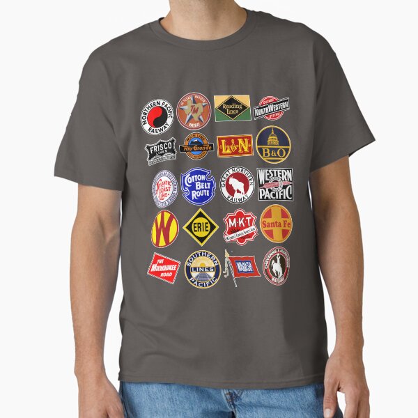 Vintage defunct Railroad Railway logos - Trains hobby T-Shirt