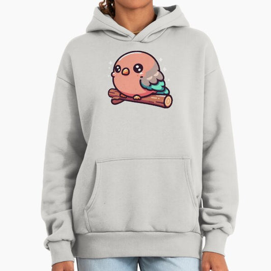 Adorable Round Pink Bird – Kawaii Chibi Parakeet Hoodie