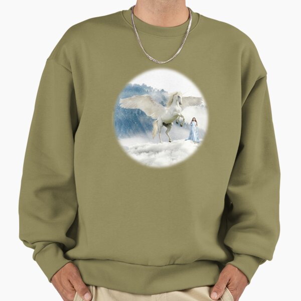 Unicorn Pegasus and Fairy Princess Mountain Snowy Fantasy Sweatshirt