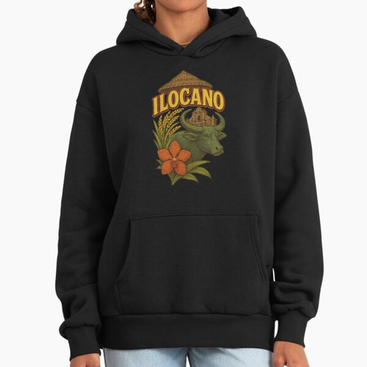 Ilocano Carabao and Colonial Church Cultural Illustration Hoodie