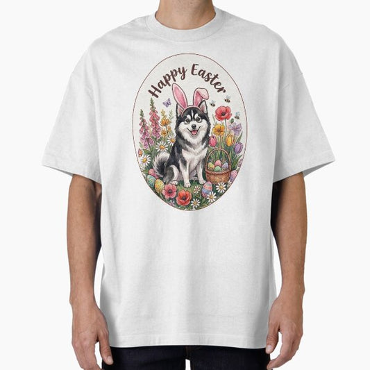 Funny Pomsky Happy Easter Egg Bunny Mom Dad Kids T-Shirt