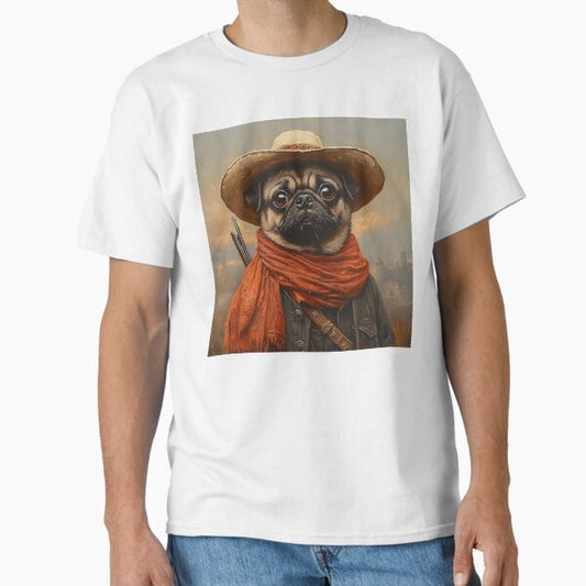 Mexican Cowboy Pug - Western Country Pug - Stylish Animal Art T-Shirt