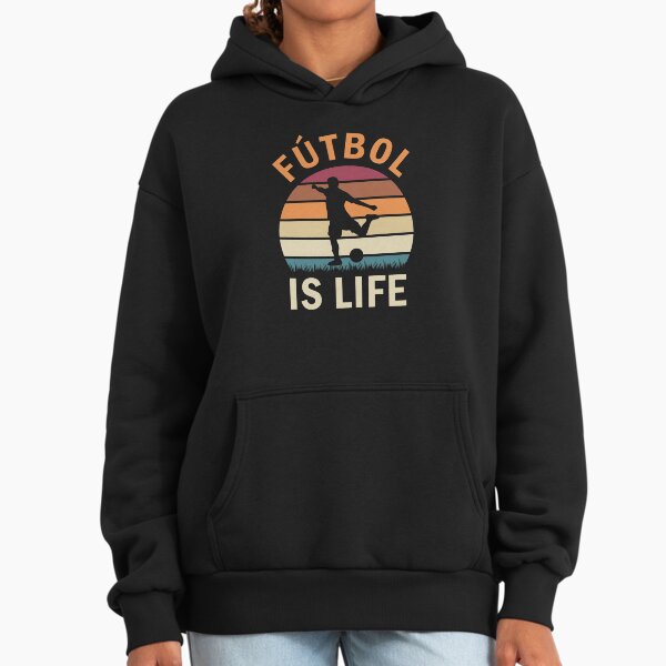 Fútbol Is Life Football and Soccer Lover Vintage Retro Sunset Hoodie
