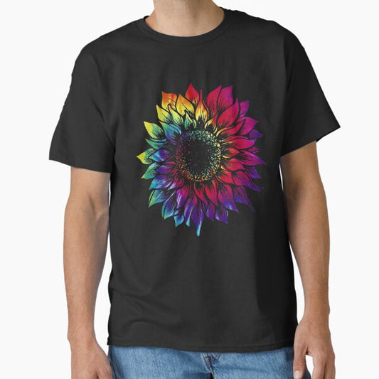 Tie Dye Retro Sunflower Women Black Shirt Cotton S-5XL (1) T-Shirt