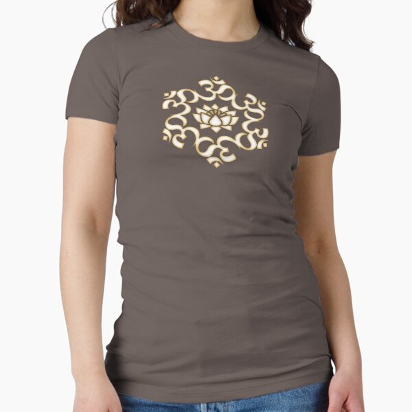 OM Mantra, Mandala, Lotus Flower - Buddhism - Yoga Symbol, Sound of the Universe Fitted T-Shirt