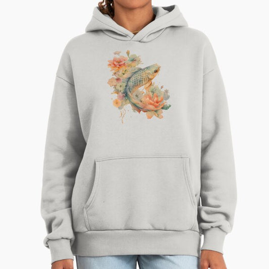 "Floral Japanese Koi Fish." Hoodie