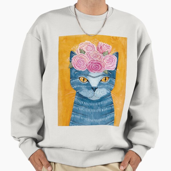 Blue Cat with Flower Crown Sweatshirt