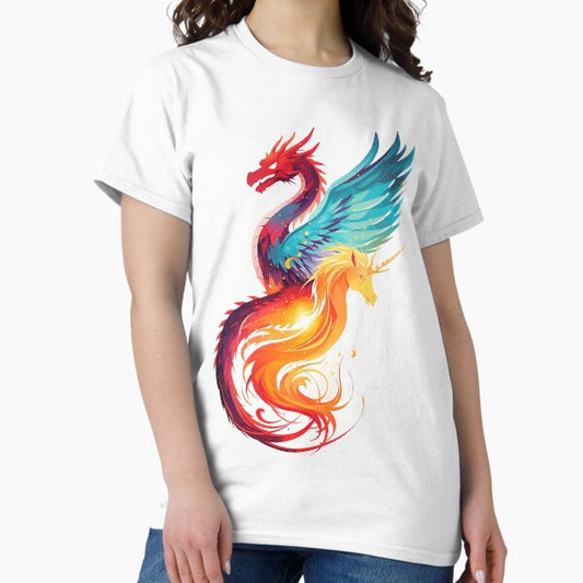 Elemental Fantasy Dragon Phoenix Unicorn Art T-Shirt