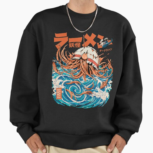 Black Dark Great Ramen off Kanagawa Sweatshirt
