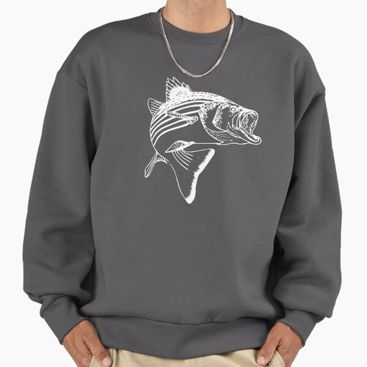 Striped Bass - White Sweatshirt