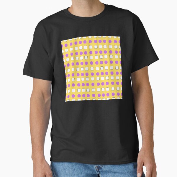 White Rounded Squares and Magenta Octagons on Yellow background pattern T-Shirt