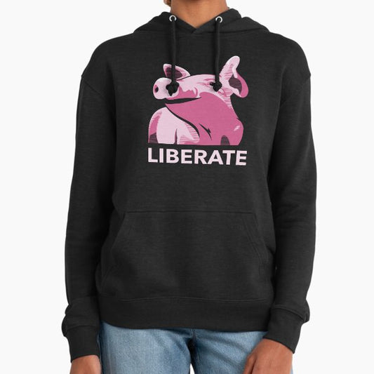 Liberate (Pig, No Background, Electric Pink) Hoodie