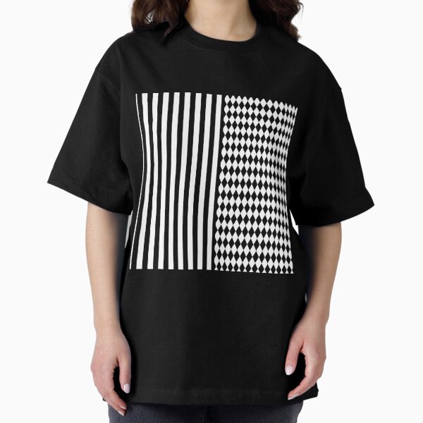 Black and White Harlequin Diamonds and Stripes T-Shirt