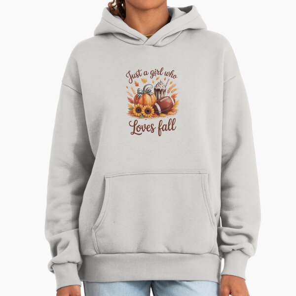 Just A Girl Who Loves Fall Pumpkin Football Cozy Autumn Hoodie