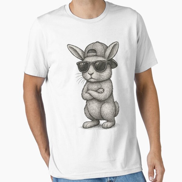 Bunny Face With Sunglasses Easter Day Art for Boys Men Kids T-Shirt