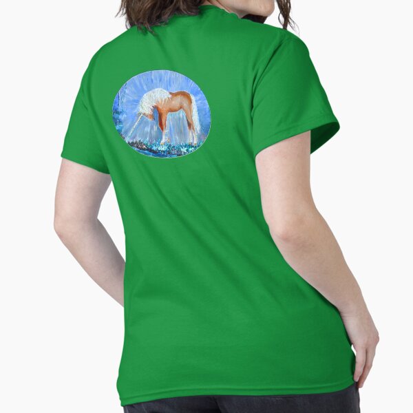 Unicorn Legendary Animals Shining Palomino Mare in Forest Fairy Tale Painting T-Shirt