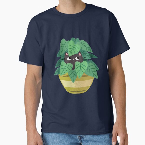 Black Cat In planter T-Shirt