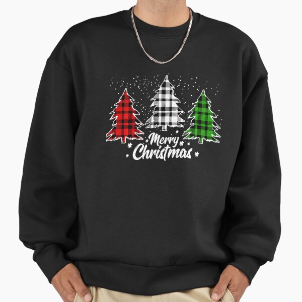 Merry Christmas Tree Buffalo Plaid Red White For Xmas 2024, Family Matching Gift Sweatshirt