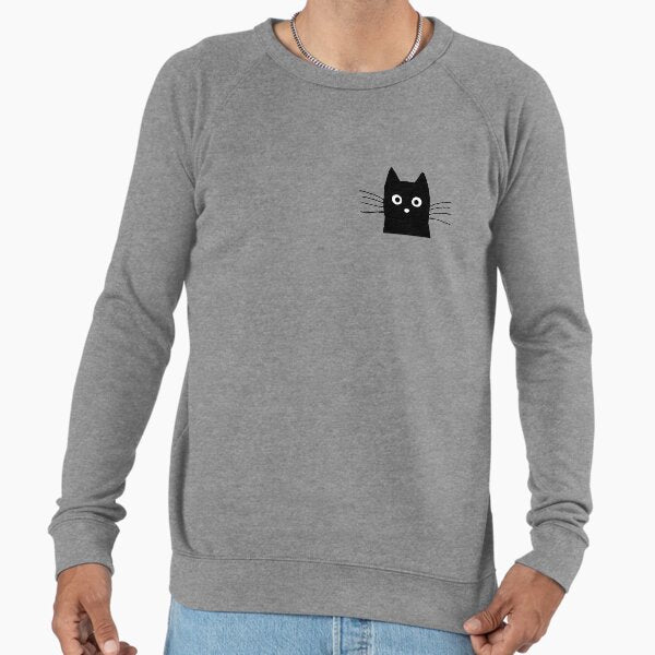 Black Cat Face Lightweight Sweatshirt