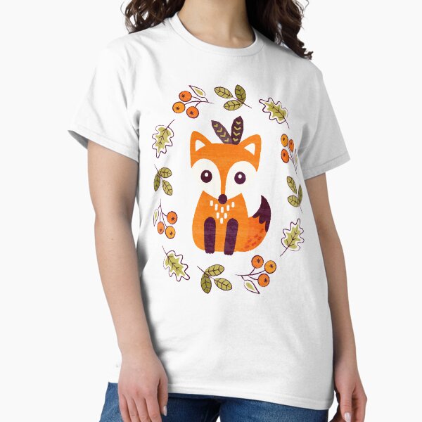 Little Red Fox with Autumn Berries T-Shirt