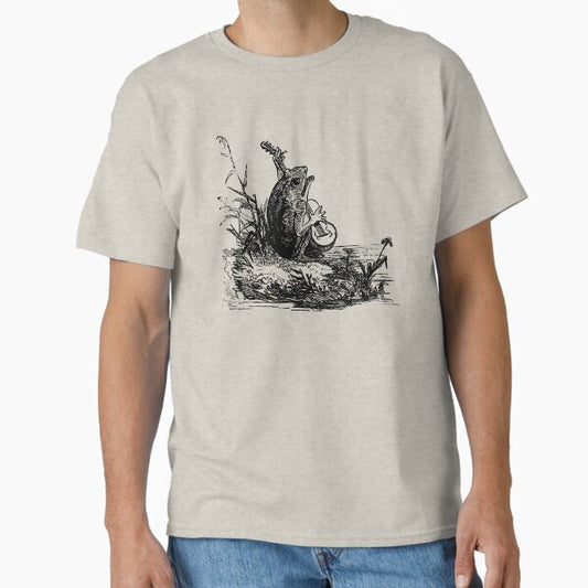 Cottagecore Aesthetic with Vintage Banjo-Playing Froggy, Goblincore Guitar Animal, Emo Frogge Serenade, Singing Toad Theme T-Shirt