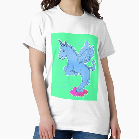 Loving Unicorn Horse On A Cloud (Original Drawing by ACCI) T-Shirt