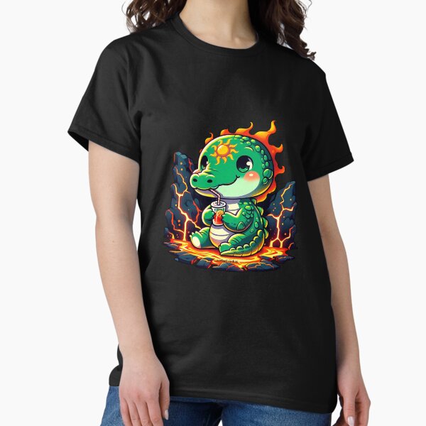 Legendary animals - crocodile is drinking a soft drink. T-Shirt