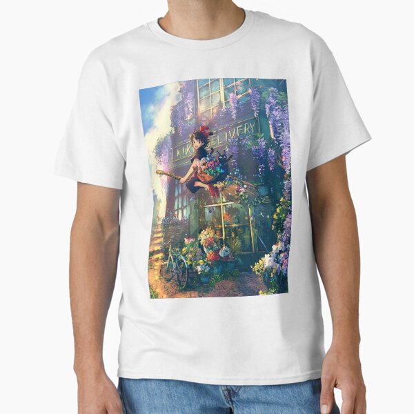 Cute kawaii art girl [kiki's] go -%[ghiblis]%- flying away sky T-Shirt