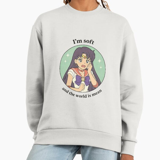 I’m Soft and the World Is Mean – Soft Anime Aesthetic Meme | Retro Magical Girl Art Sailor Moon Sweatshirt
