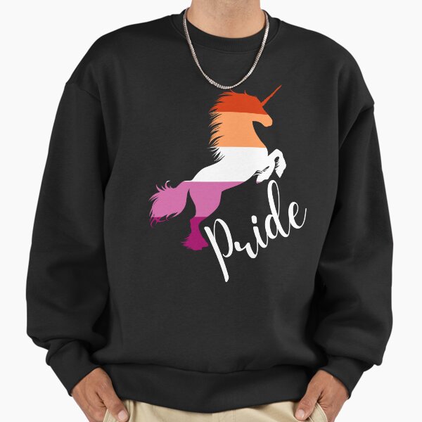 LGBTQ Pride, Unicorn in Lesbian Flag Colors Sweatshirt