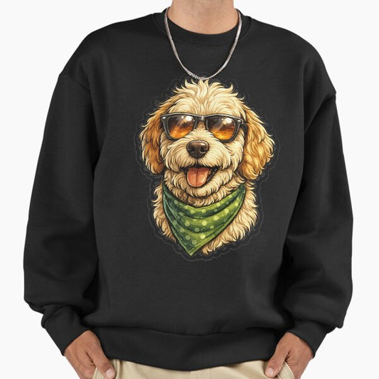 Cool Dog With Sunglasses Sticker – Cute Funny Hipster Dog Illustration for Pet Lovers Sweatshirt