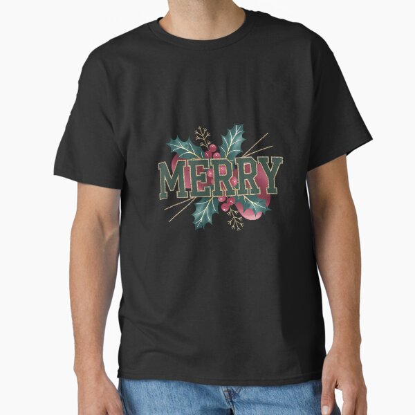 Merry Christmas College Style – Retro Holiday Graphic T-Shirt