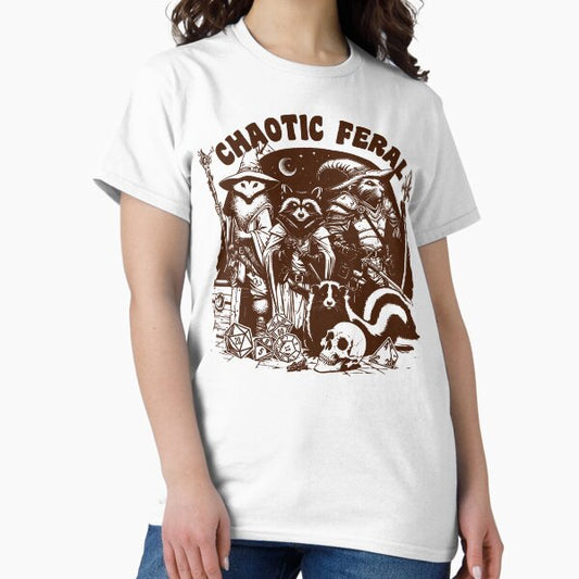 DND Funny RPG Alignment: Chaotic Feral. Trash animal party: critters, racoon, opossum, rat and skunk T-Shirt