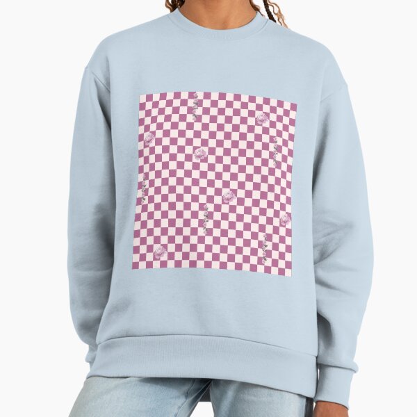 Retro Floral Checkerboard Pattern | Pastel & Magenta Sweatshirt
