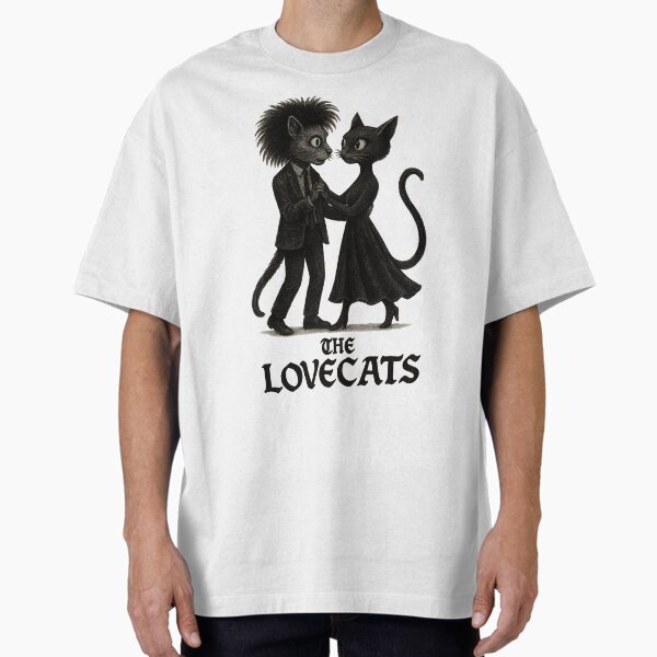 Goth Dancing Black Cats – Lovecats Inspired Art | The Cure Style Dark Cute Illustration | Cool Gothic Romance Cat Design T-Shirt